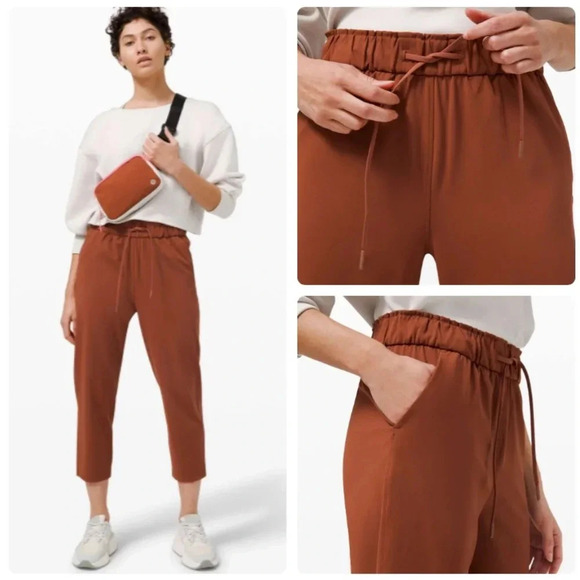 Lululemon Keep Moving Crop *High Rise, 23" Dark Terracotta Size 12 Style W6BO5S - Picture 2 of 13